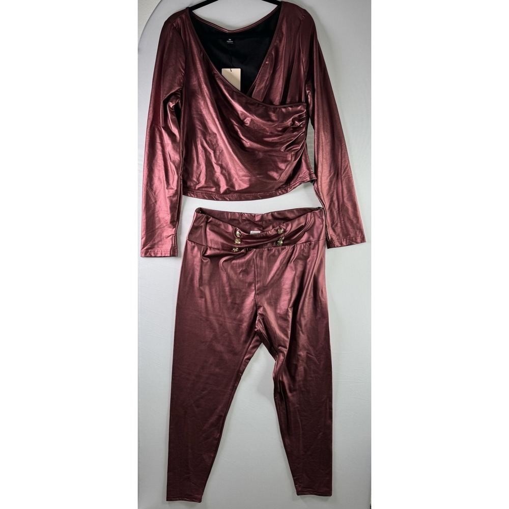 Metallic Burgundy Color Two Piece Matching Set Size 2X, $15.00.